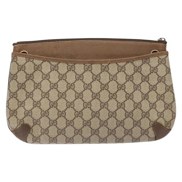 GUCCI GG Supreme Web Sherry Line Clutch Bag PVC Beige Gold 89 02 026 Auth 133968 - Picture 2 of 16